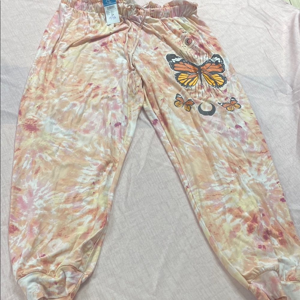 Orange and Yellow Tie-Dye Joggers with Elastic Cuffs